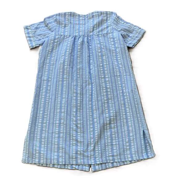 Breakfast in Bed Lightweight Robe Short Sleeve Dressing Gown Snap Front Blue - Picture 4 of 6